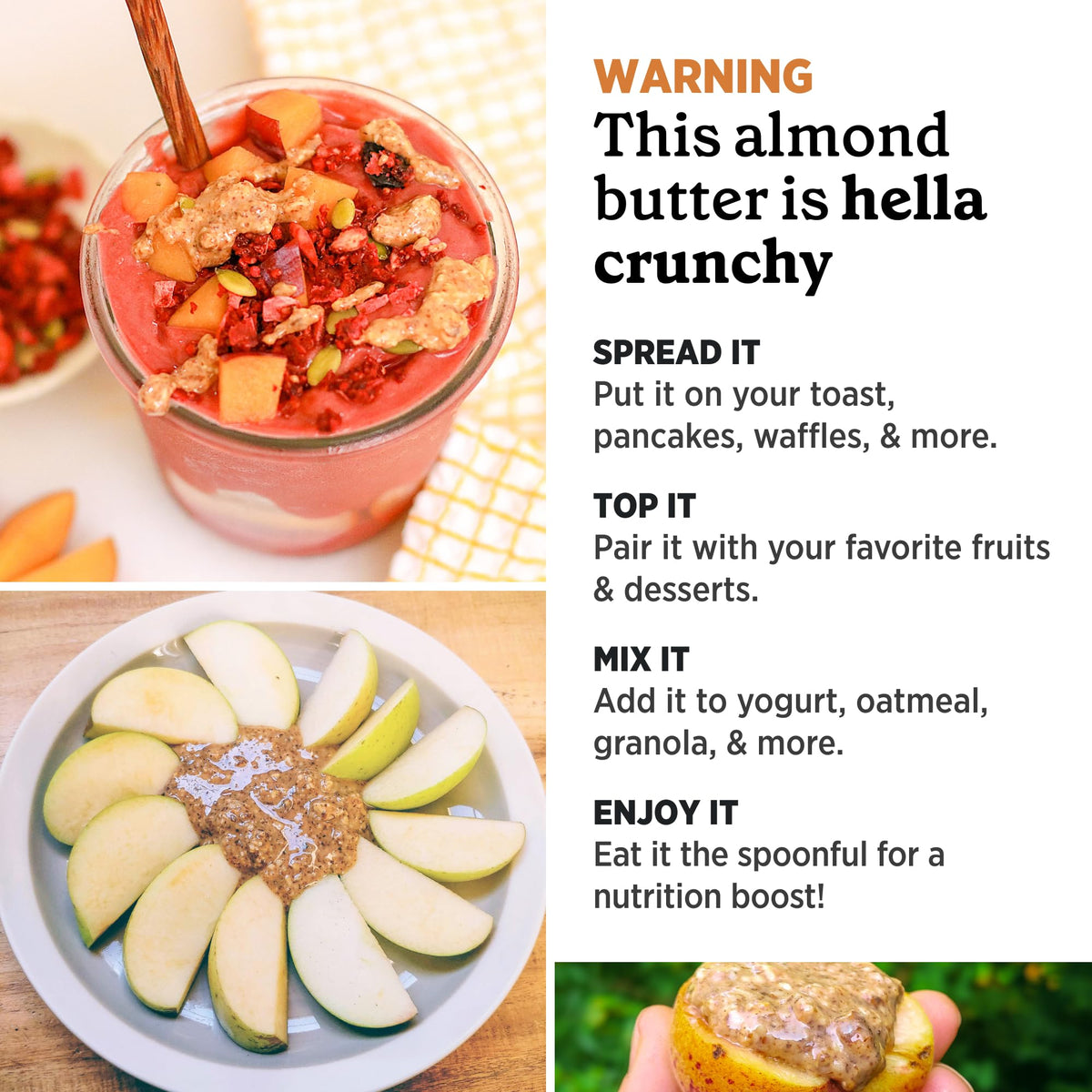 Philosopher Foods almond butter drizzle over yogurt or oats for a nourishing treat