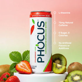 Phocus Strawberry Kiwi pour demonstrates on-the-go energy without crashes