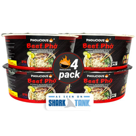 PhoLicious Instant Beef Pho bowl steaming, quick, comforting meal ready in minutes