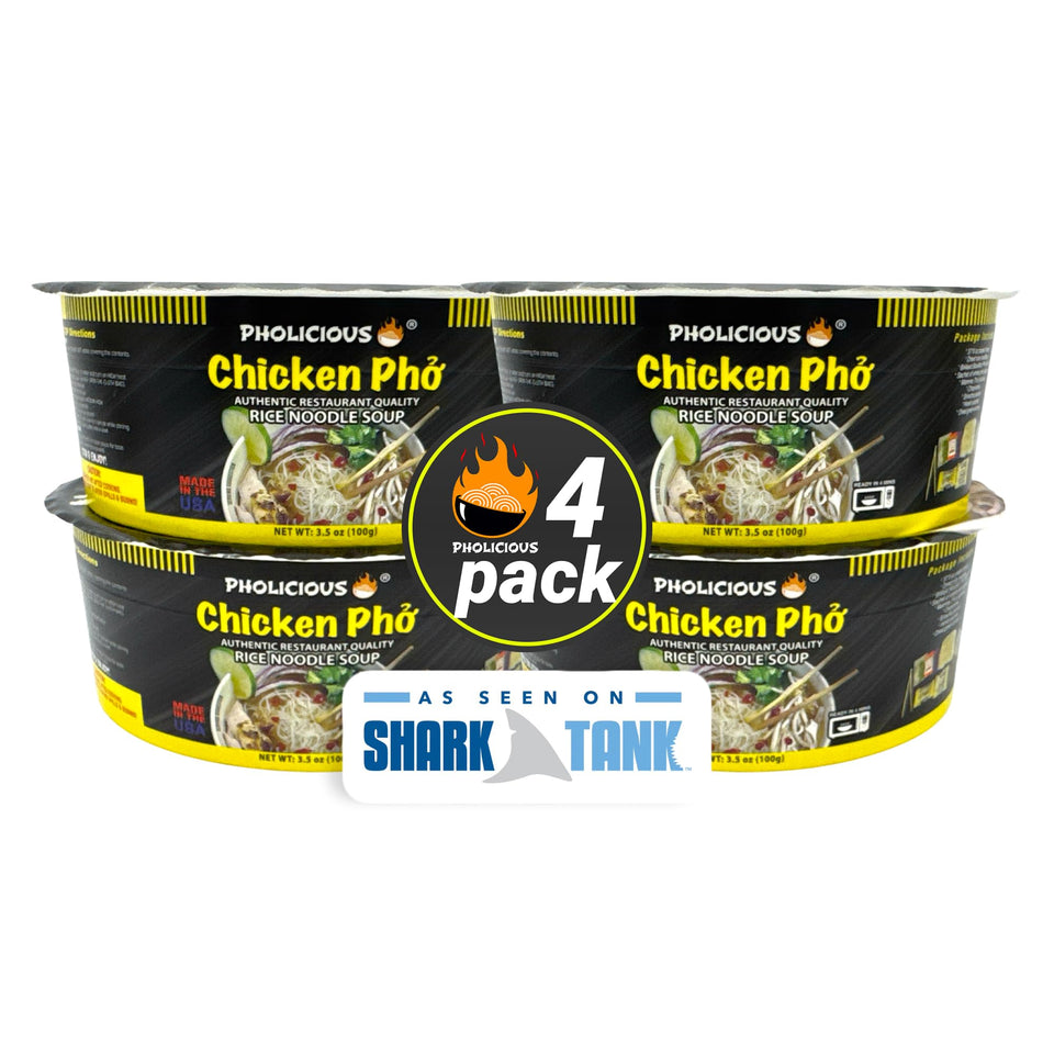 PhoLicious instant chicken pho packaging for a quick, flavorful meal.