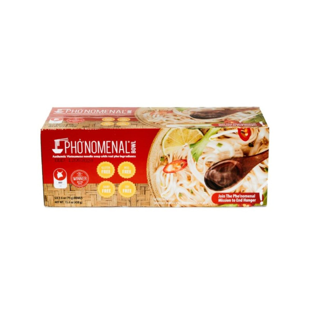 Pho'nomenal Bowl low-sodium beef soup in a steaming bowl for mindful meals.