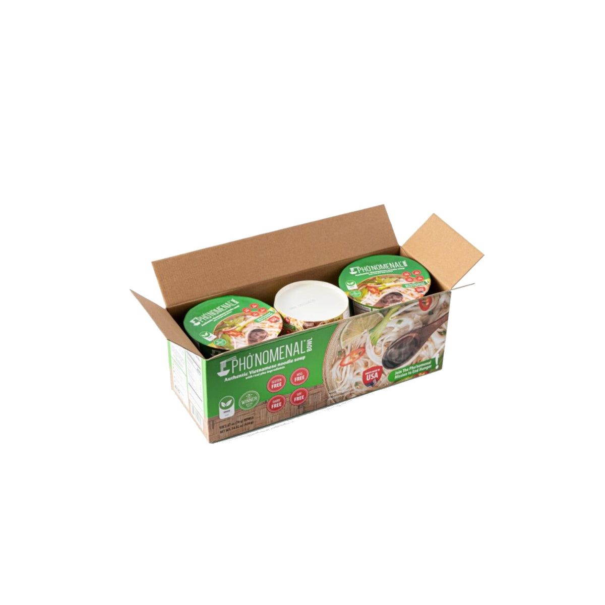 Pho'nomenal six-bowl pack display for easy pantry meals