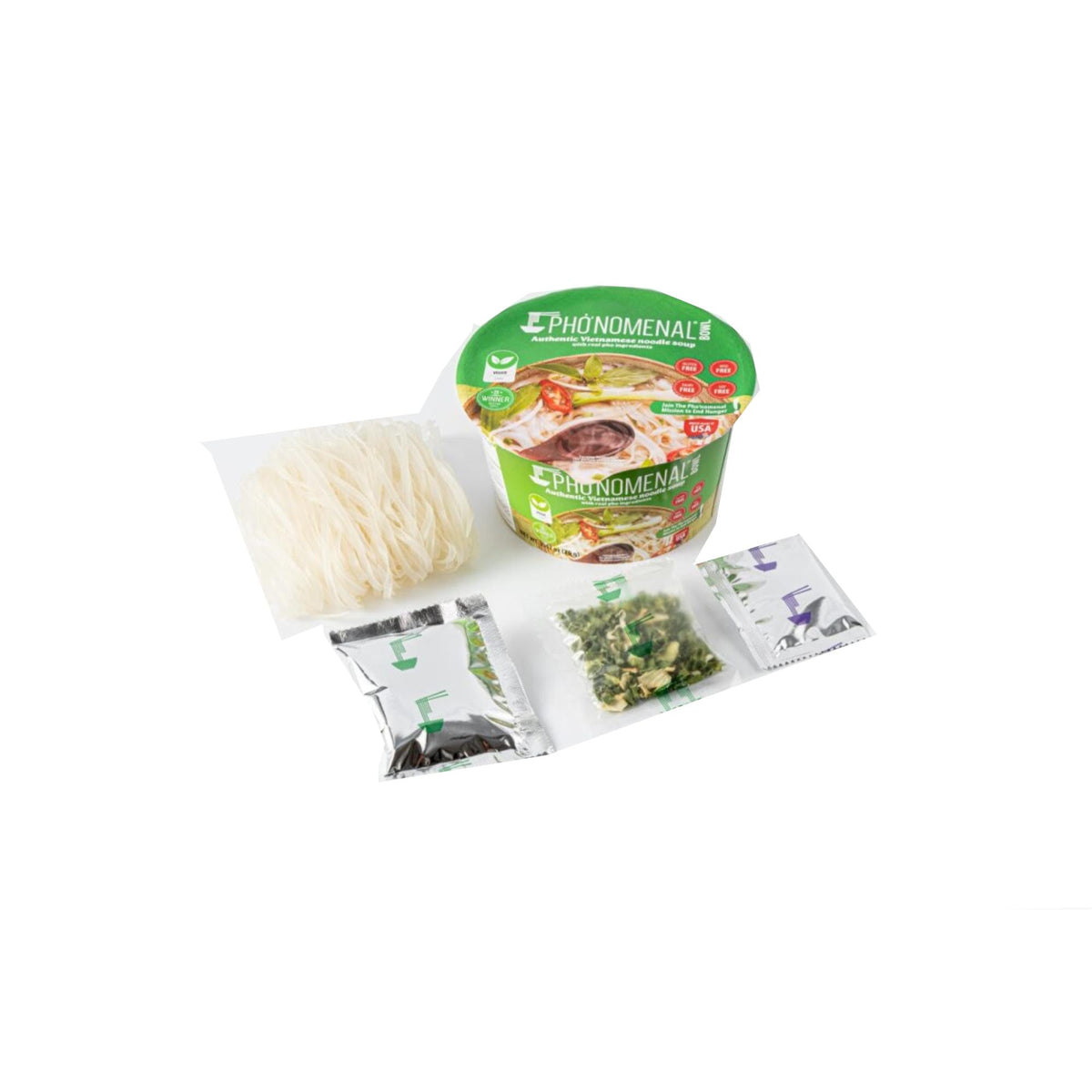 Pho'nomenal veggie pho bowl steaming, plant-based warmth anytime