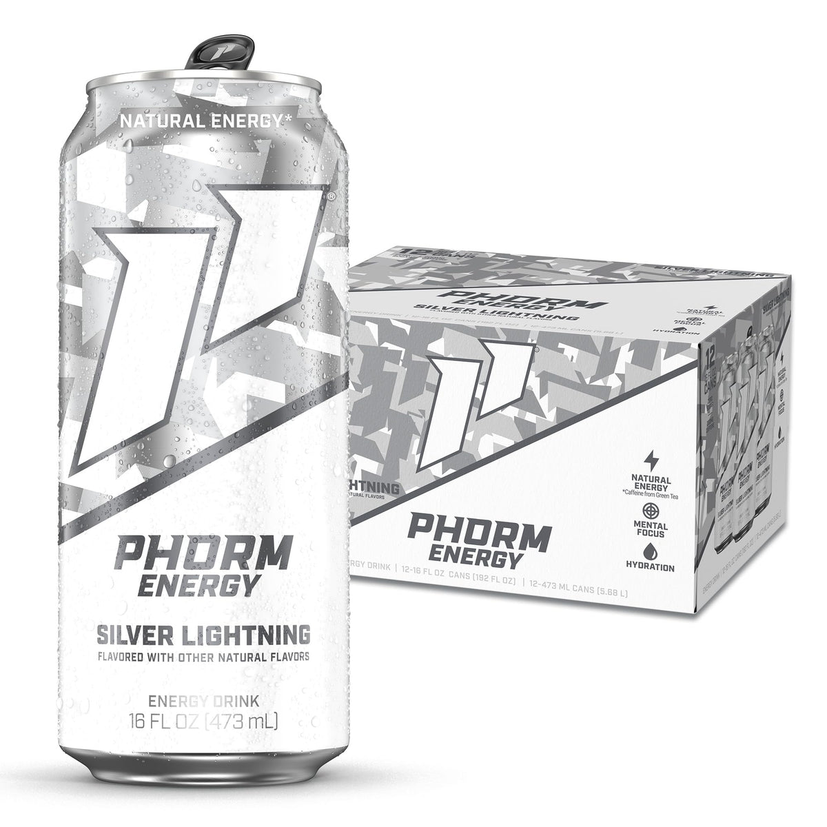 PHORM ENERGY Silver Lightning front can boosts sustained energy throughout the day