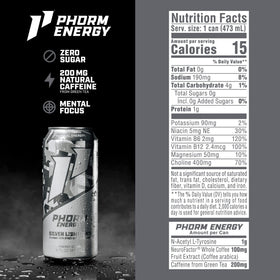 PHORM ENERGY Silver Lightning being poured into a glass for crisp carbonation