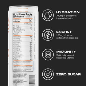 PHX Hydration Energy Drink can back reveal ingredients and nutrition highlights