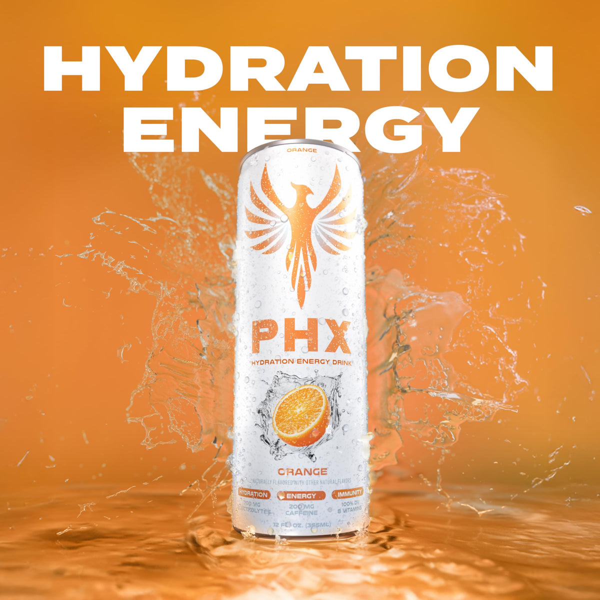 PHX Hydration Energy orange can green tea caffeine kick for focus