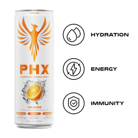PHX Hydration Energy orange can vitamin boost for daily wellness and immune support