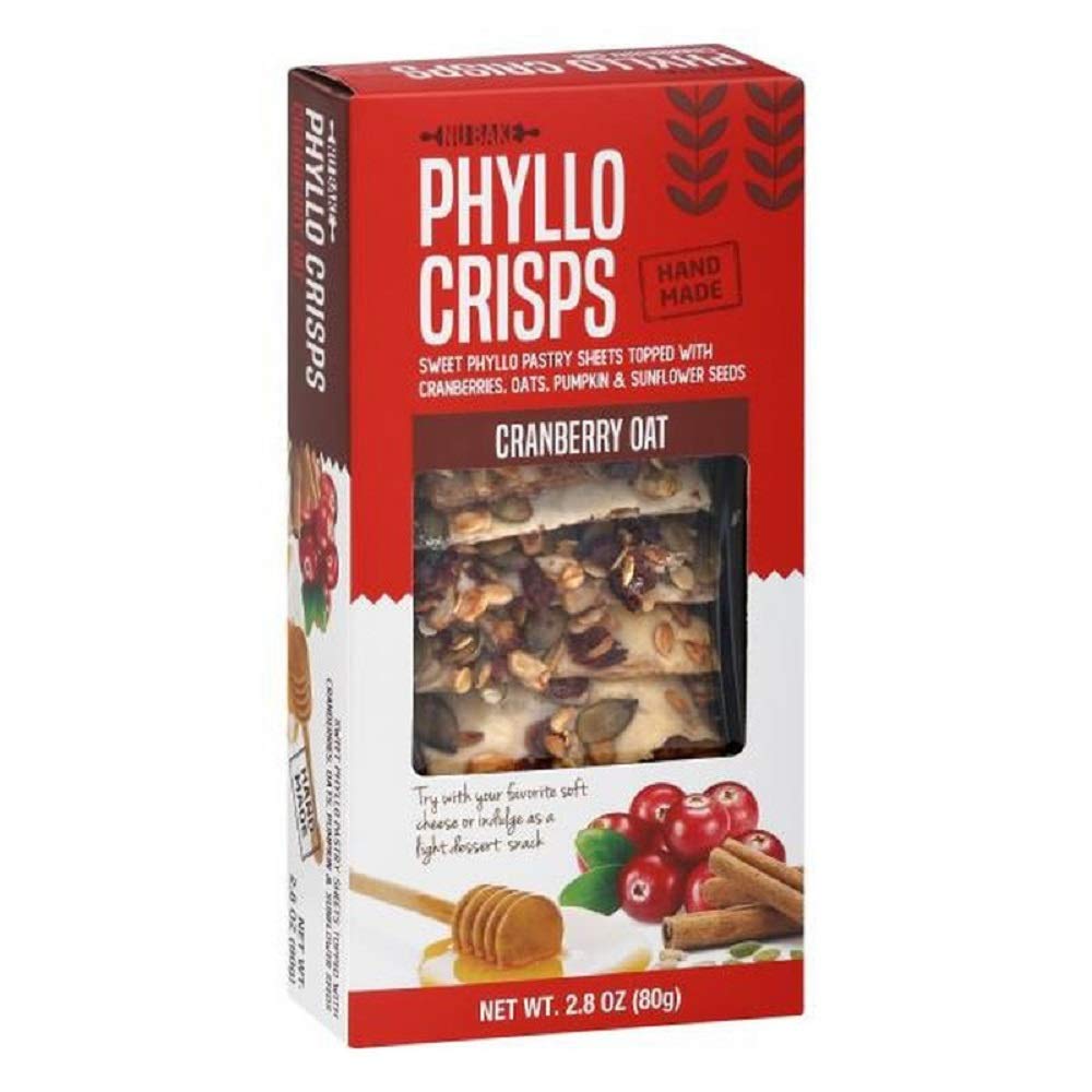 Phyllo Crisps Cranberry Oat bag view, convenient for on-the-go snacking