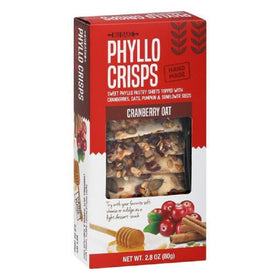 Phyllo Crisps Cranberry Oat bag view, convenient for on-the-go snacking