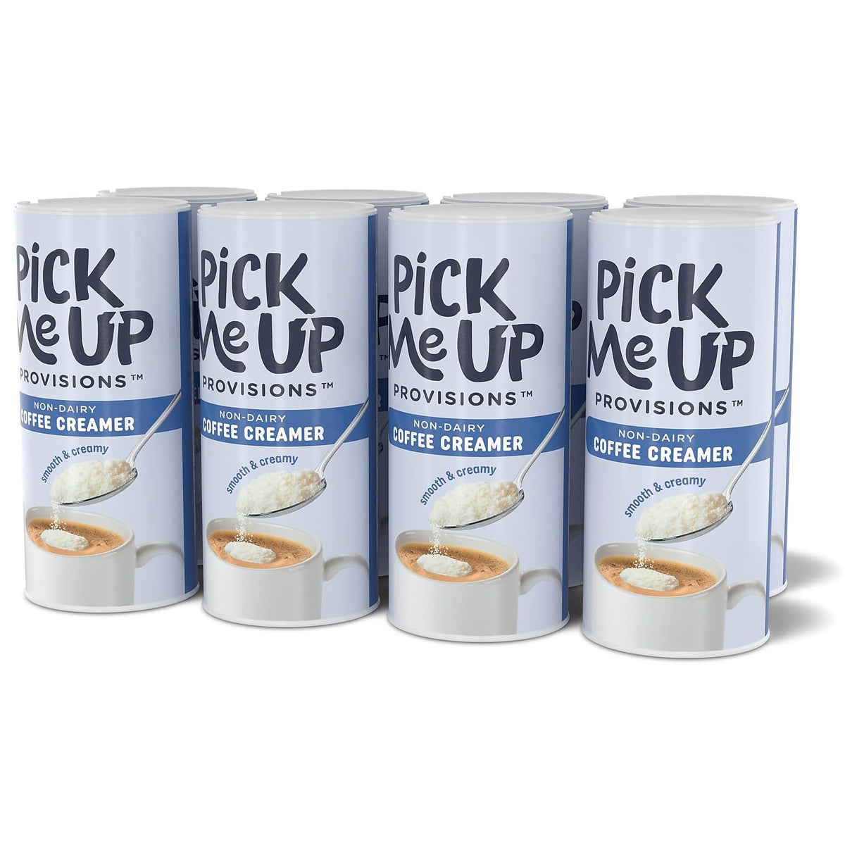 Pick Me Up Provisions powdered creamer canister, dairy-free option for busy offices and cafes.