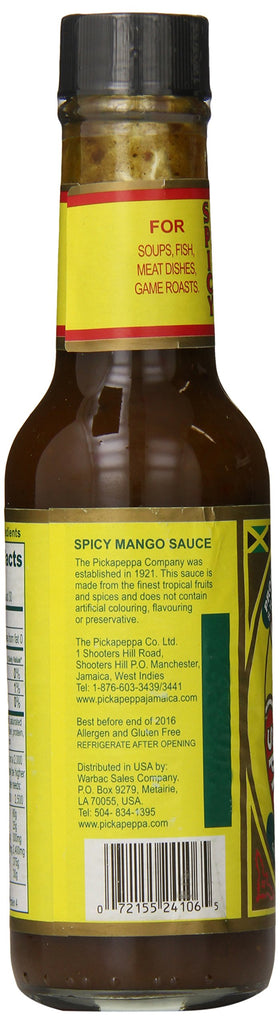 Pickapeppa Mango Spicy ingredients label evokes Jamaica authentic flavor profile