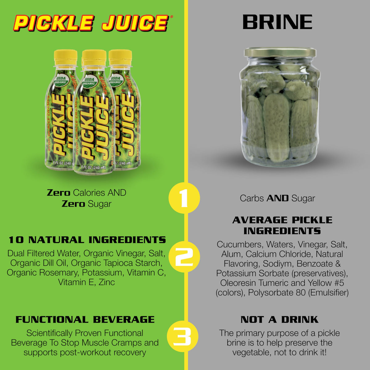 Athlete during workout drinking Pickle Juice for endurance hydration and cramps support