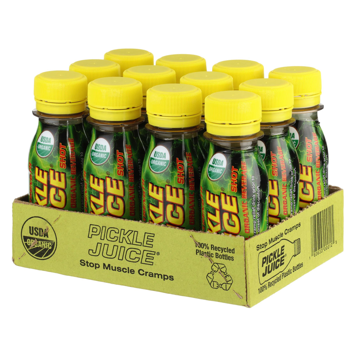 Pickle Juice bottle pour shows quick cramp relief during activity.