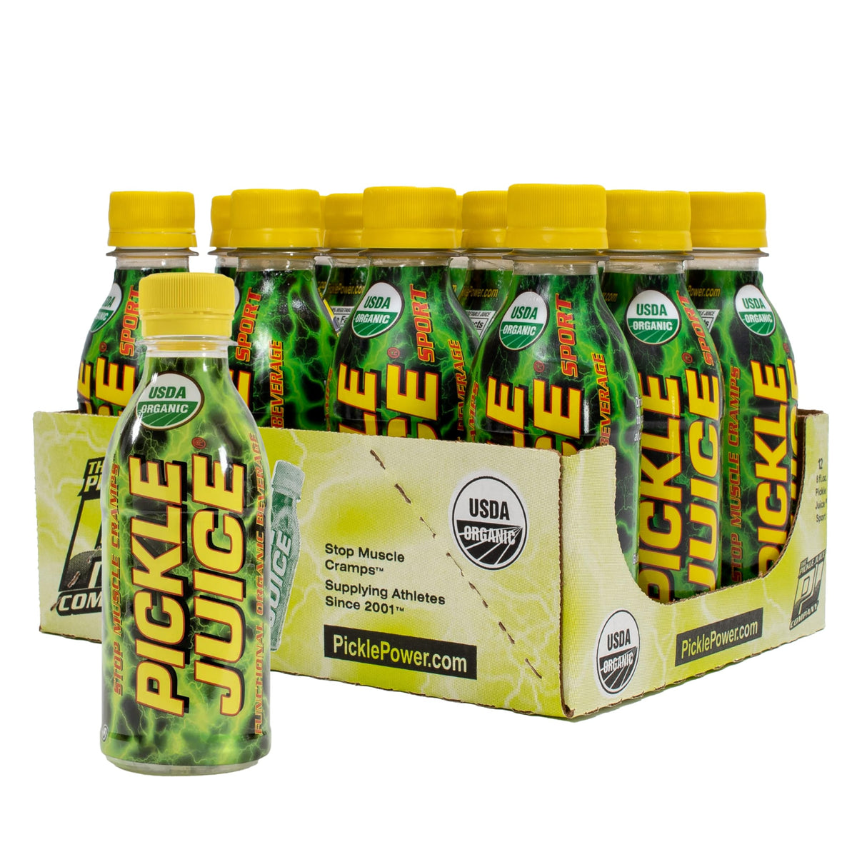 Pickle Juice cramp-relief bottle front, ready for on-the-go relief.