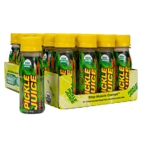 Pickle Juice Shots bottle highlighting extra-strength formula for cramps relief.