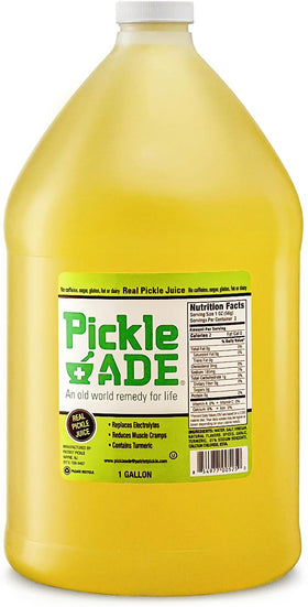 PickleAde Real Dill Pickle Juice bottle pours, supporting quick hydration after workouts.