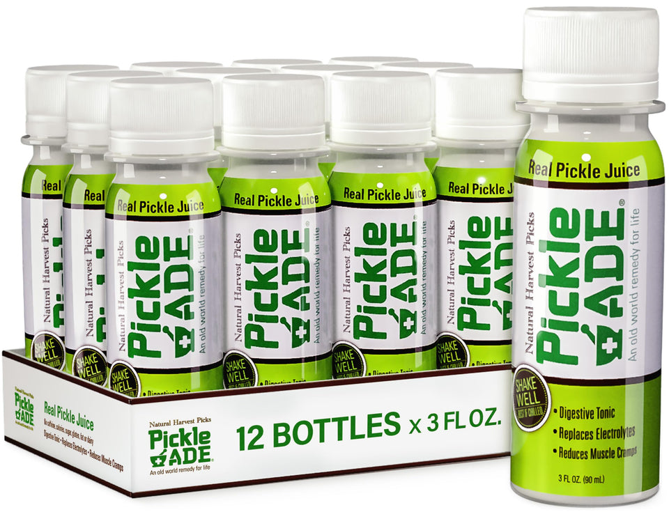 PickleAde real pickle juice shot bottle for on-the-go hydration.