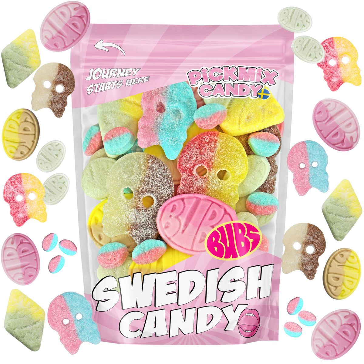 Pickmix Candy Sweden BUBS banana ovals for fruity, shareable snacking