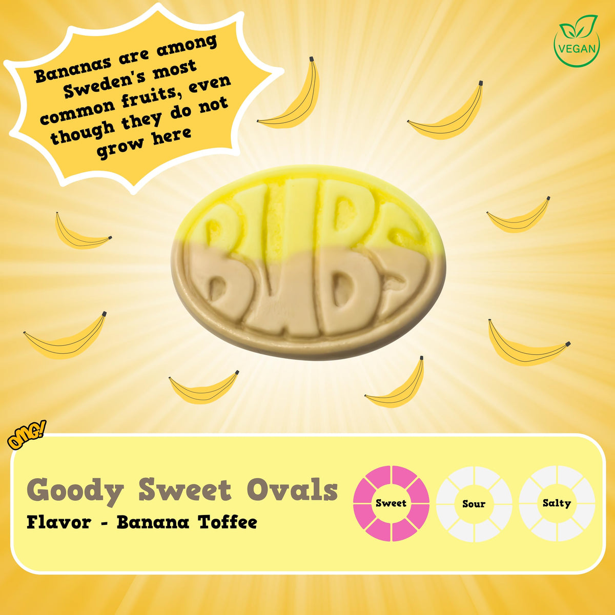2lb pack of Pickmix Candy Sweden Bubs Banana Ovals for gatherings