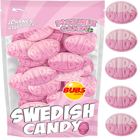 Pickmix Candy Sweden bag featuring Bubs Wild Strawberry Pomegranate Ovals, great for sharing.