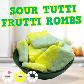 Pickmix Sweden BUBS sour-foam-rombs-tutti-frutti, playful texture and flavor mix.