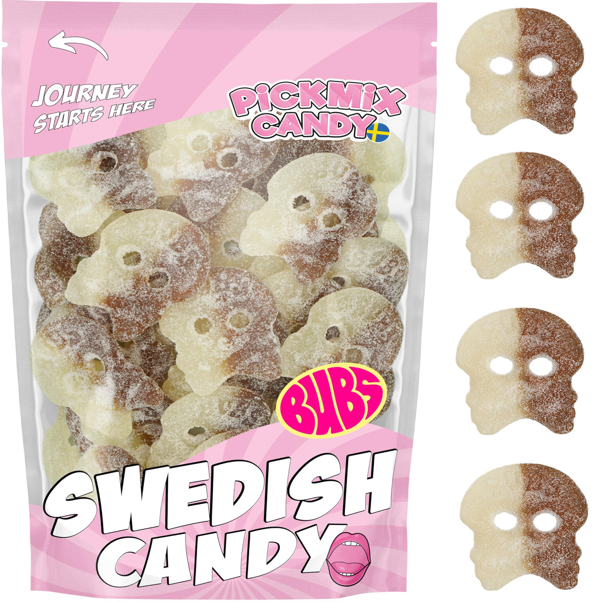 Pickmix Sweden Cool Cola Skulls 1lb bag, refreshing cola flavor for gatherings