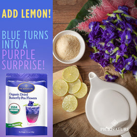 PICKNATURE Lemon addition shifts color from blue to purple for flair.