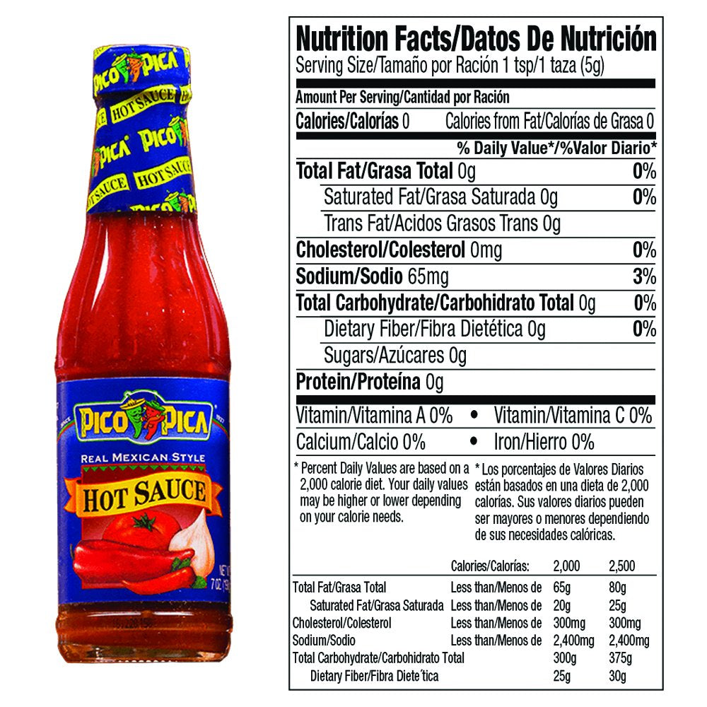 Pico Pica hot sauce label front showcases bold Mexican flavor for meals