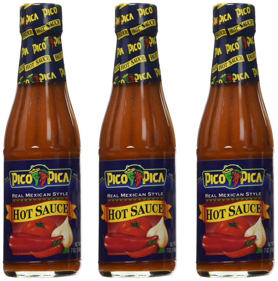 Pico Pica Mexican Hot Sauce 7 oz pack of 3 bottles for bold flavor enhancement