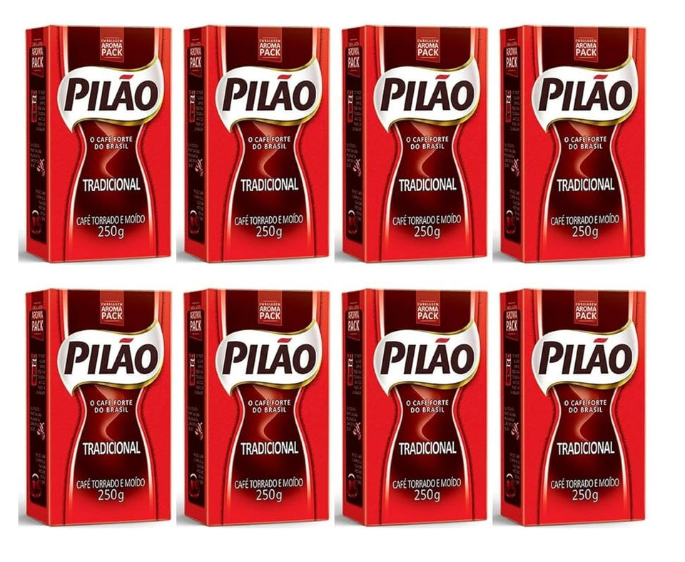 Pilao roasted and ground coffee; bold body for a full morning kick.