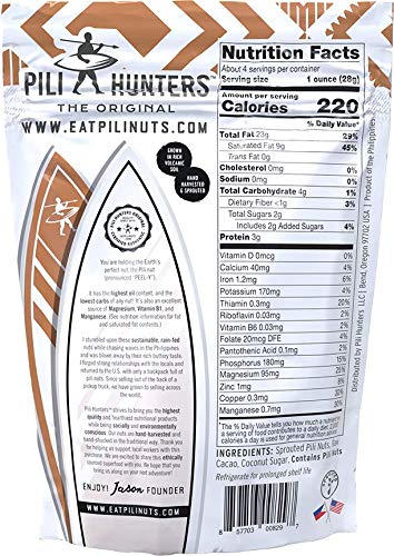 Pili Hunters raw cacao pili nuts offer a chocolatey boost without guilt.
