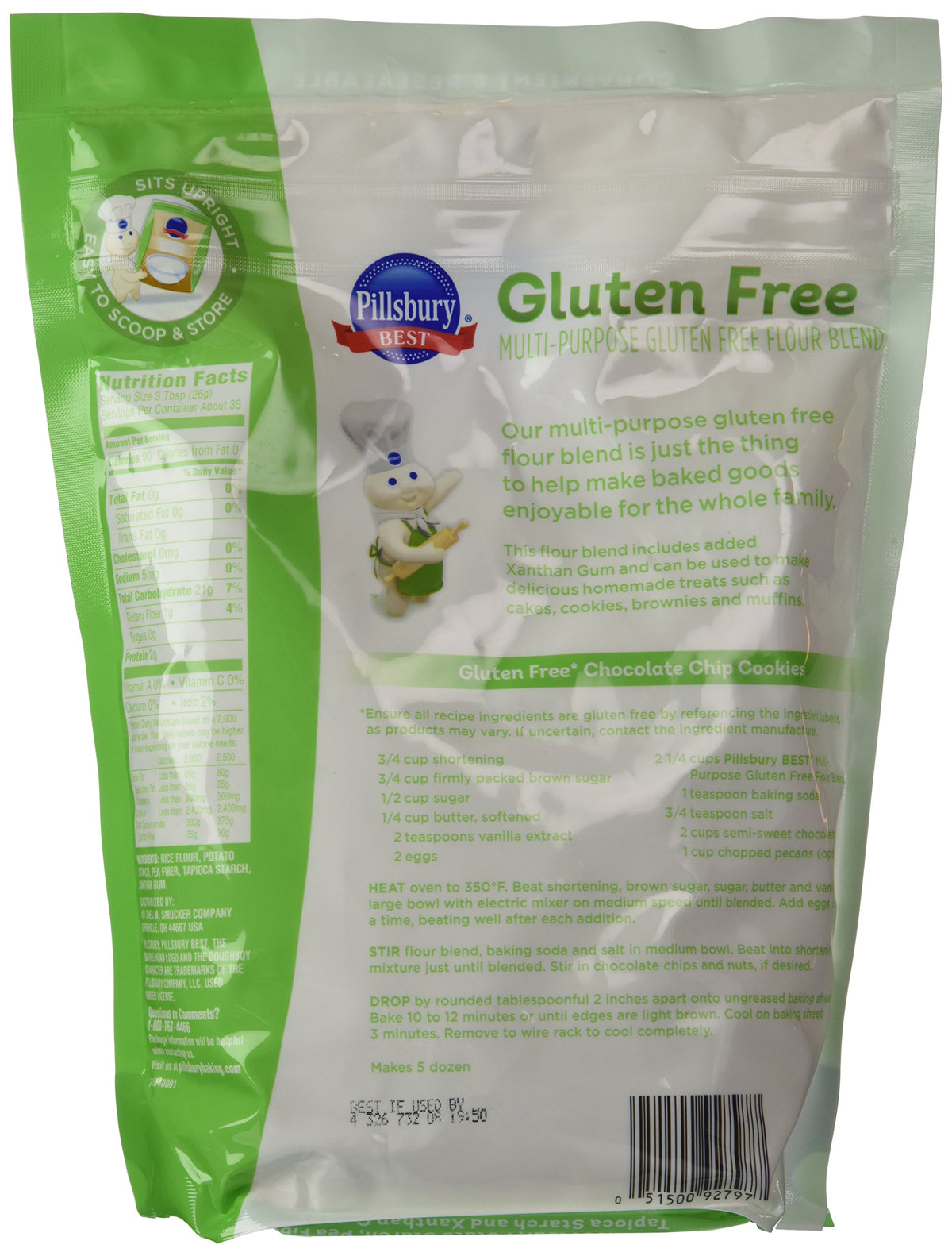 Pillsbury Best Gluten Free Flour Blend Pack of 2 on a countertop ready for cookies or pancakes