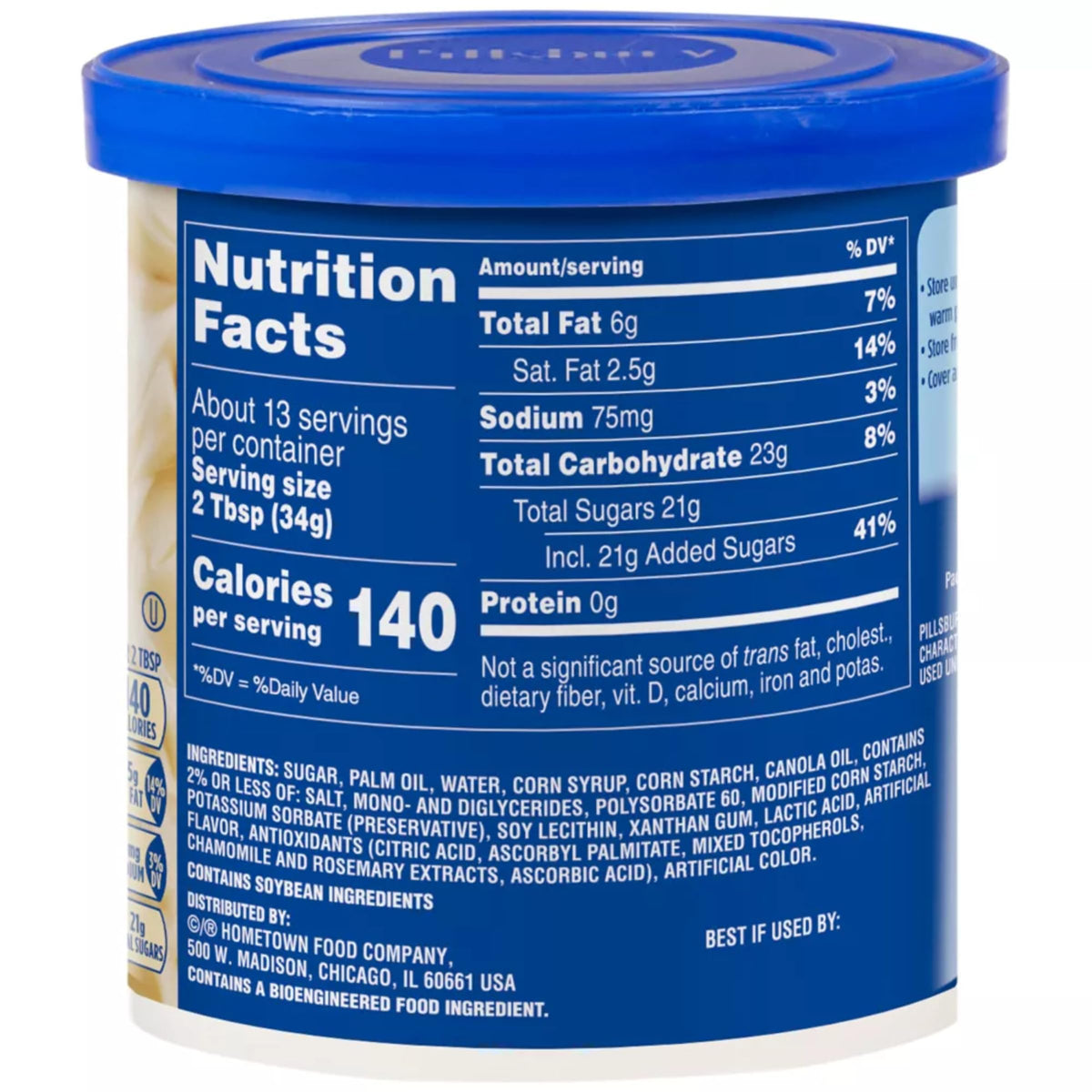 Pillsbury Creamy Supreme Chocolate Fudge frosting tub brings indulgent chocolate depth to brownies.
