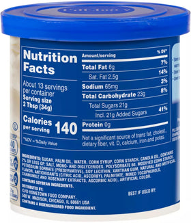 Pillsbury Creamy Supreme vanilla frosting with pudding mix demonstrates creamy texture.