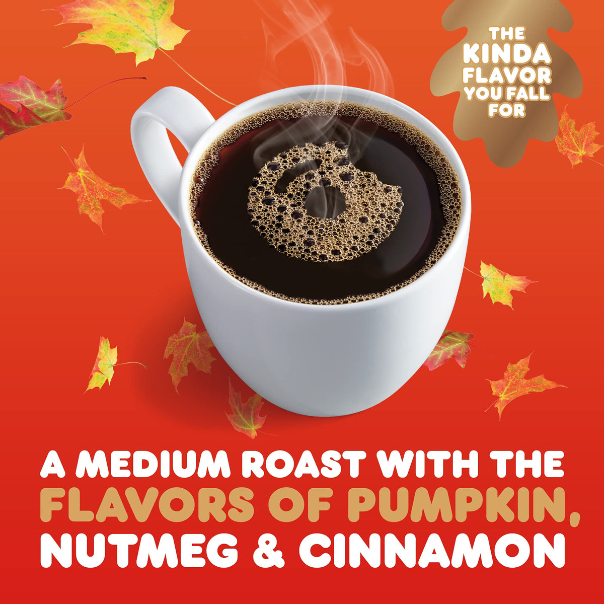 PILON Dunkin Pumpkin Spice ground coffee cup reveals comforting brew ready to enjoy