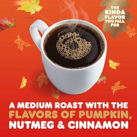 PILON Dunkin Pumpkin Spice ground coffee cup reveals comforting brew ready to enjoy