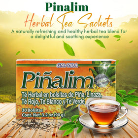 PIÑALIM GN VIDA Pinalim tea bag closeup highlighting pineapple aroma.