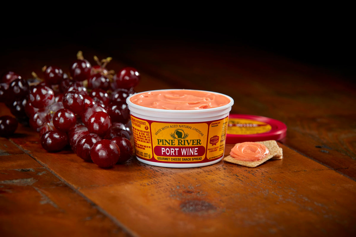 Pine River entertaining plate with Port Wine cheese spread for gatherings
