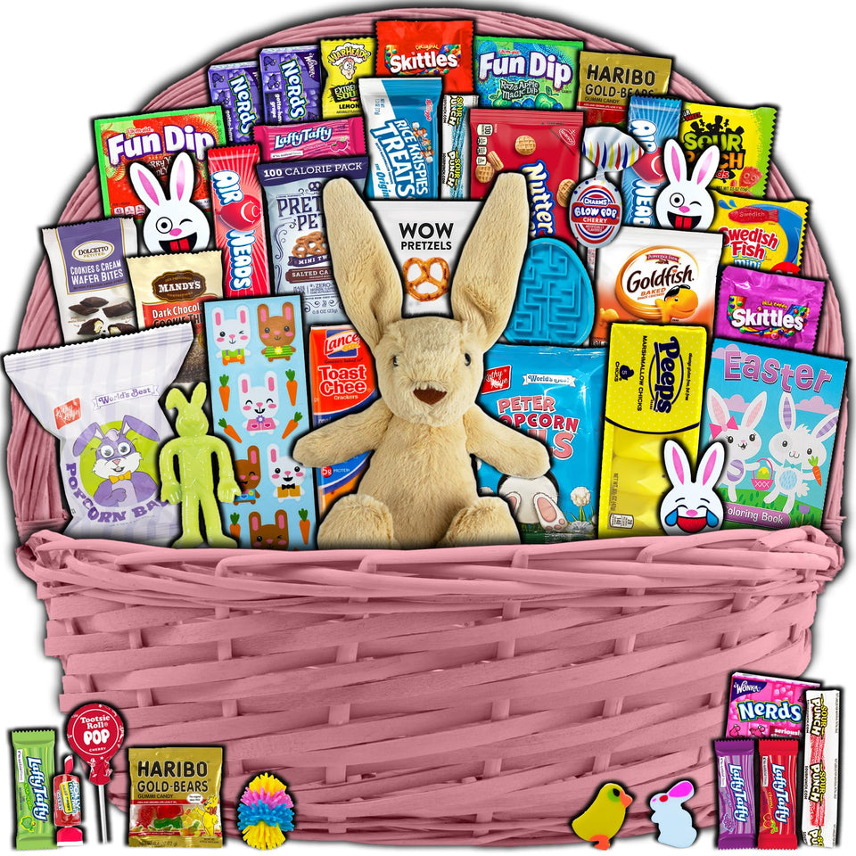 Pink Easter Basket packaging with bow, ready-to-gift for Easter celebrations.