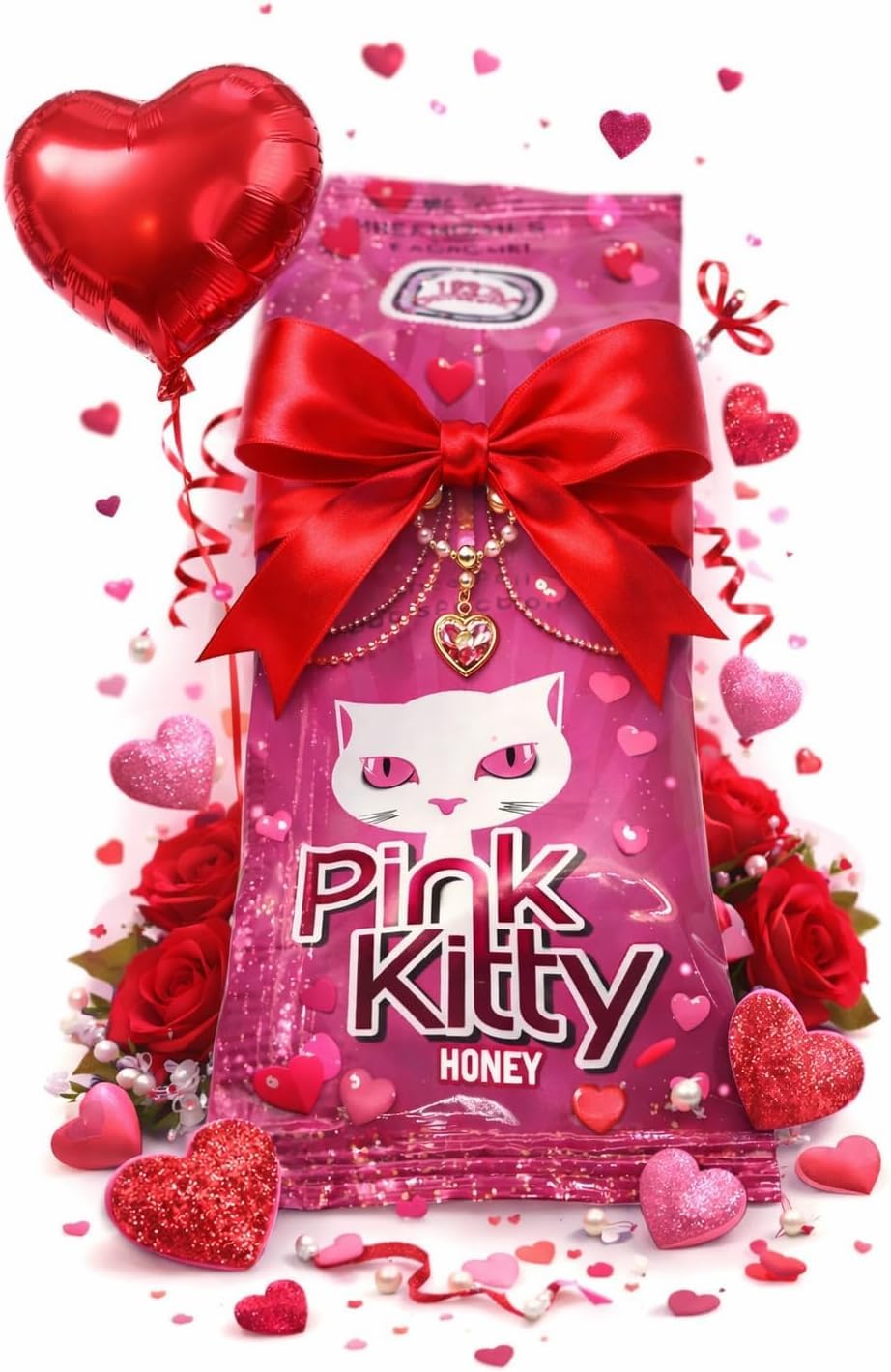 Pink Kitty HONEY on counter ready for daily ritual use