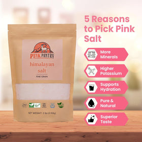 Pink Pantry Himalayan salt fine grain dissolves quickly for marinades and dressings.