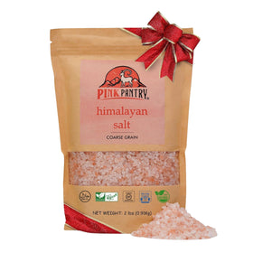 Pink Pantry Himalayan salt crystals in grinder boost savory flavor and texture.
