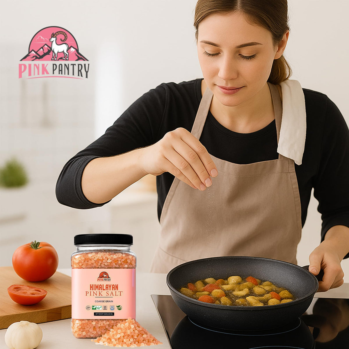 Pink Pantry Himalayan salt 5lb jar for bulk storage and freshness