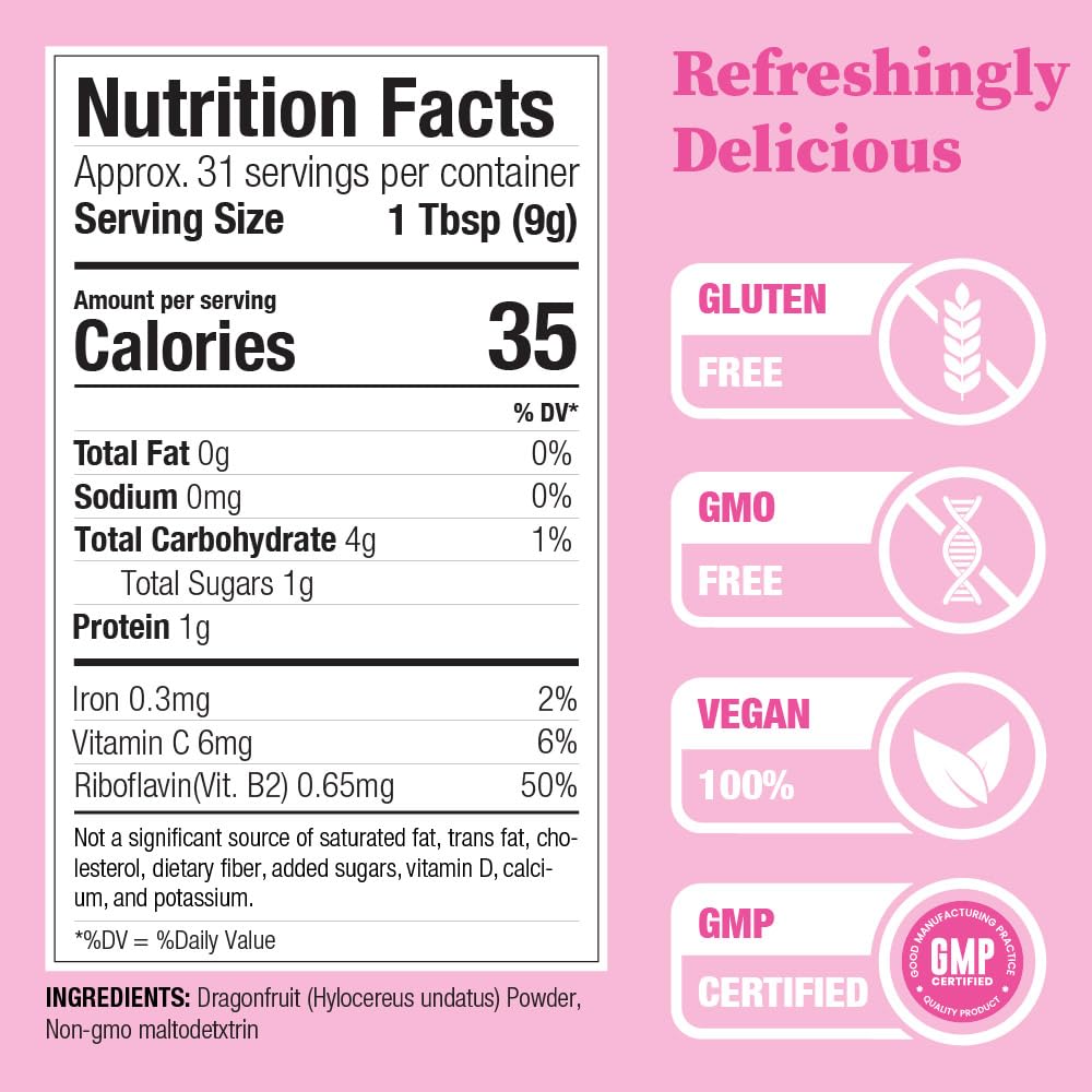 Nature Restore pink pitaya powder scoop for quick nutrient boost.