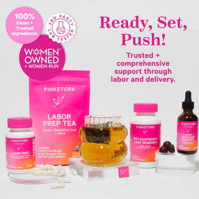 Pink Stork Labor Prep Tea hot or cold, ideal for everyday hydration