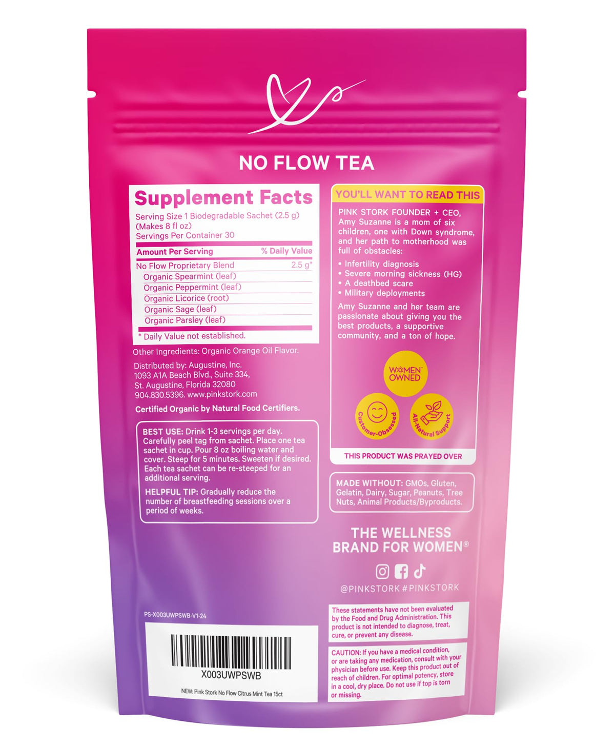 Pink Stork No Flow Tea postpartum mom enjoying a calming ritual after nursing