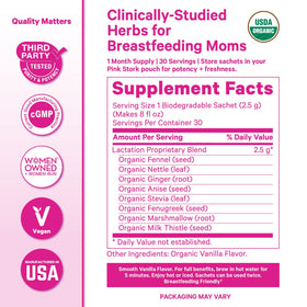 Pink Stork Lactation Tea mom with baby suggests daily nursing ritual.