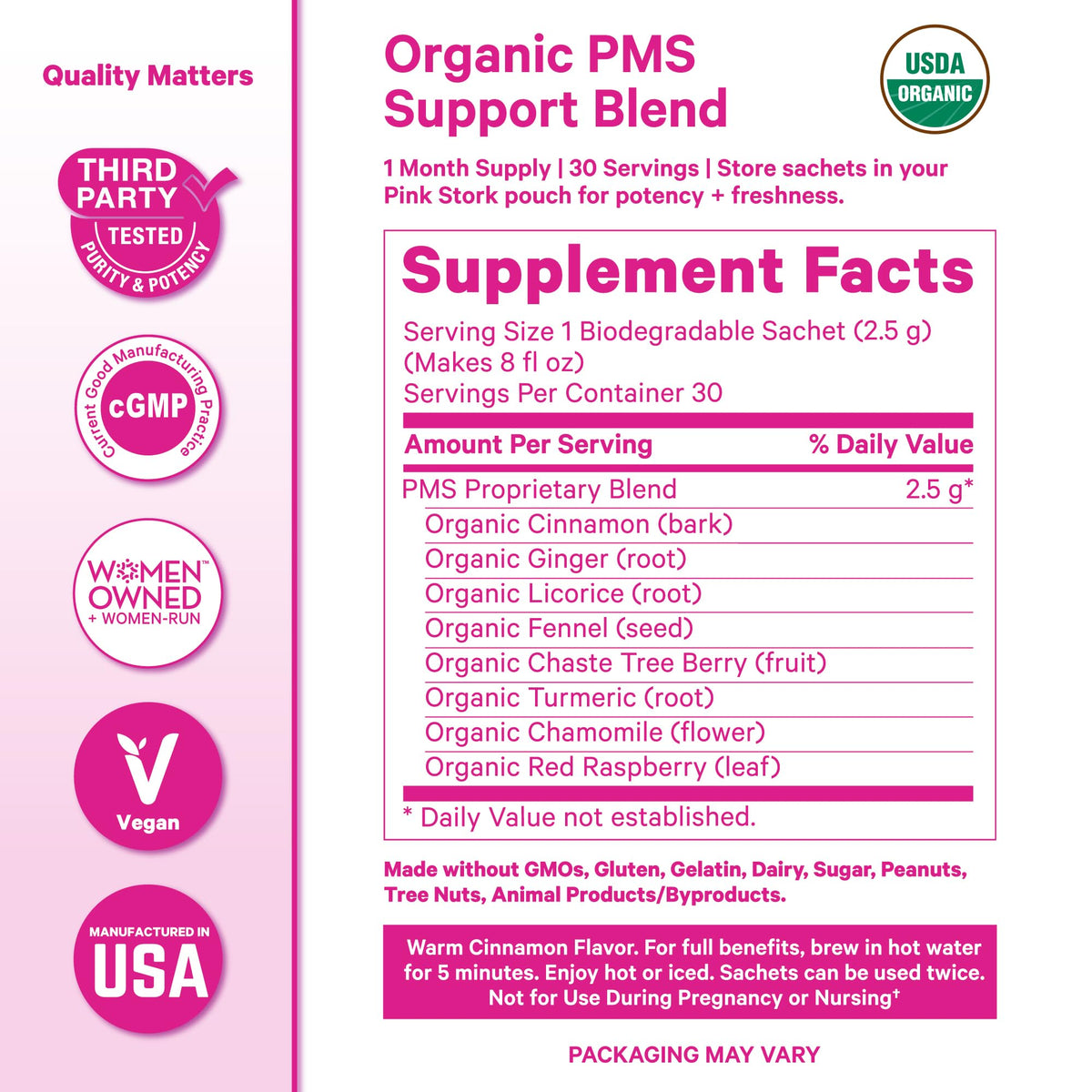 Pink Stork PMS Tea infuser steeping shows easy brewing for daily self-care.