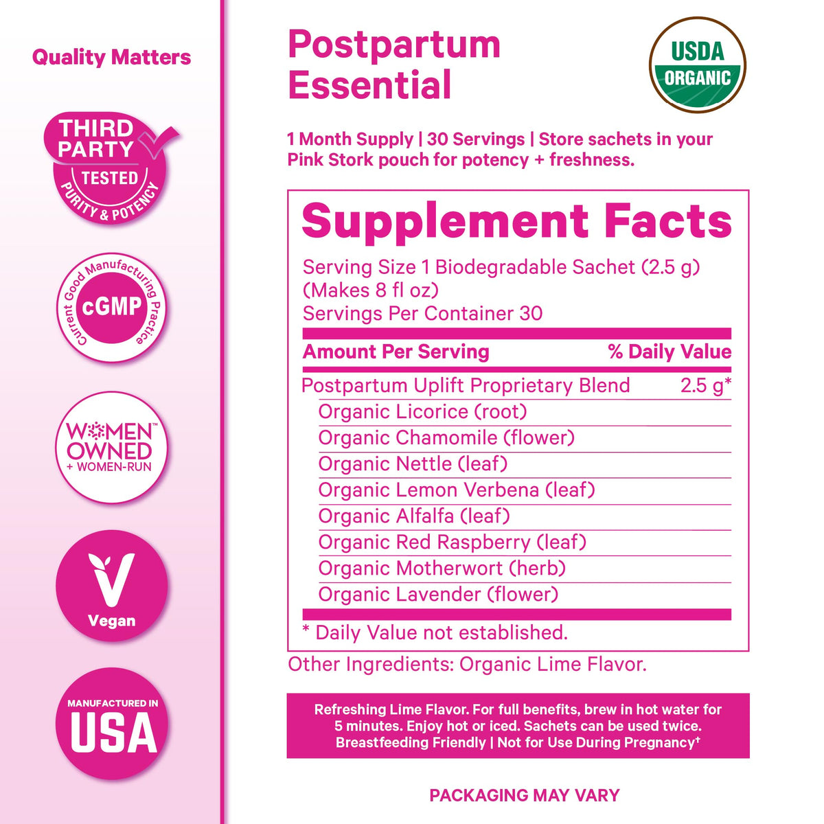 Pink Stork Postpartum Uplift Tea iced pitcher for refreshing postpartum option.